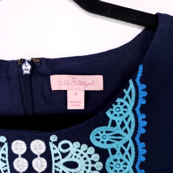 Lilly Pulitzer Sheath Dress Size 0 Embroidered Front Fully Lined Sleeveless - Picture 11 of 16